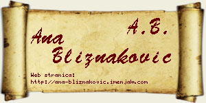 Ana Bliznaković vizit kartica